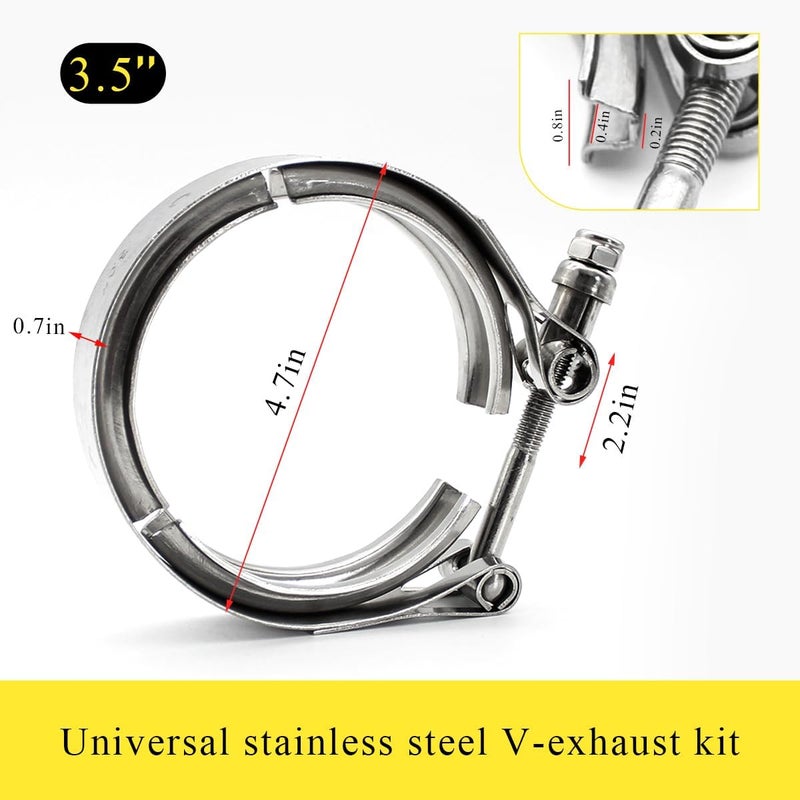 KVAEY V Band Clamp for Turbo, Automotive Stainless Steel Turbo Clamp with Male Female Flange (3.5") - Image 2